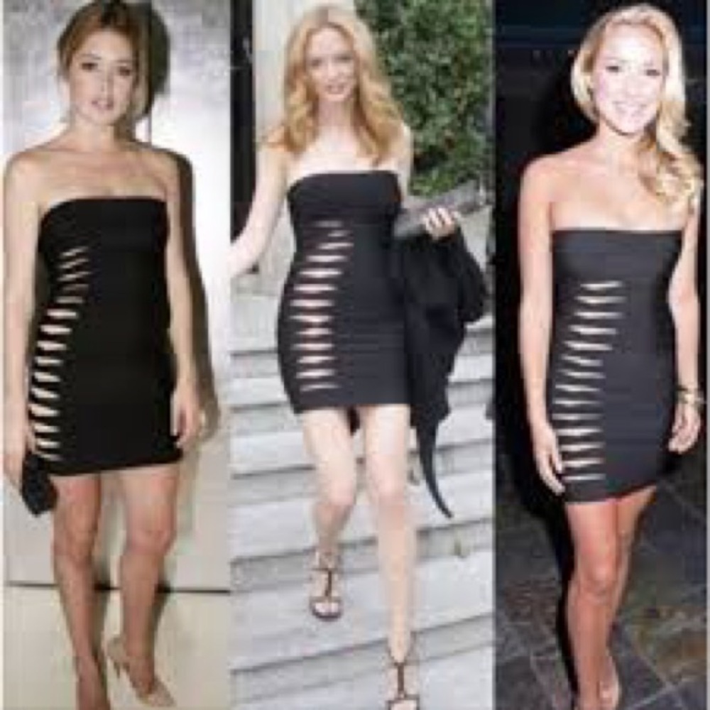 Herve Leger Y2K Monique Cutout Strapless Bandage Mini Dress in Black - Sz Small